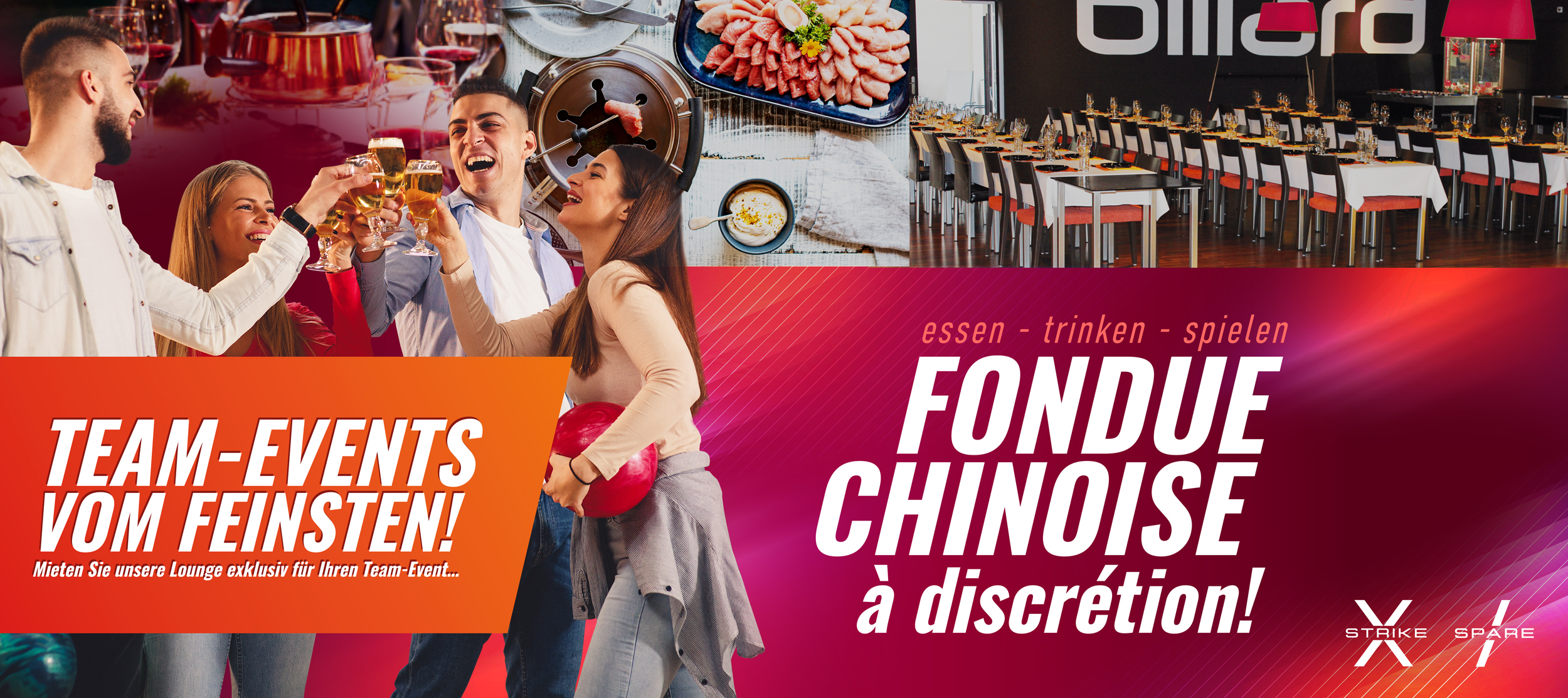 Team-Events & Fondue Chinoise – Time Out Bowling im BeoCenter Spiez